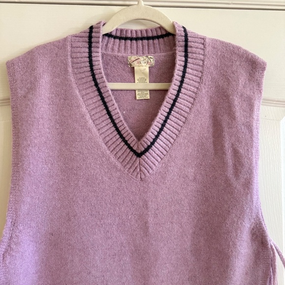 Free People All Star Stripe Poncho Knit Sweater Vest Black Stripes One Size - Picture 2 of 6